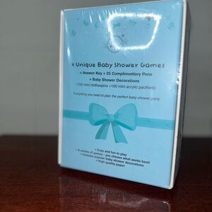 Dessie 9 boy baby shower card games activity kit with blue party supplies